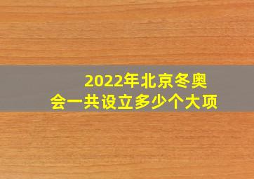 2022年北京冬奥会一共设立多少个大项