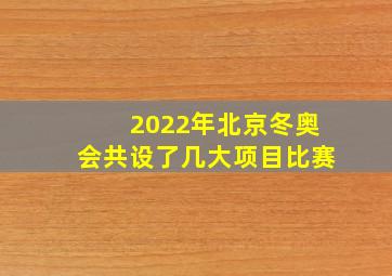 2022年北京冬奥会共设了几大项目比赛