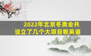 2022年北京冬奥会共设立了几个大项目呢英语