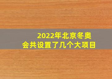 2022年北京冬奥会共设置了几个大项目