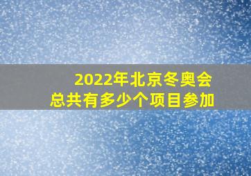 2022年北京冬奥会总共有多少个项目参加