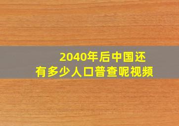 2040年后中国还有多少人口普查呢视频