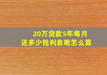 20万贷款5年每月还多少钱利息呢怎么算