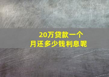 20万贷款一个月还多少钱利息呢