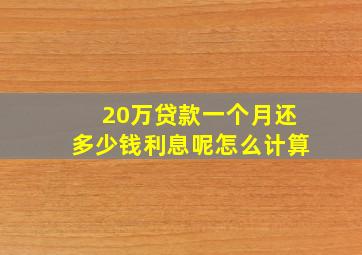 20万贷款一个月还多少钱利息呢怎么计算