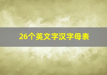 26个英文字汉字母表