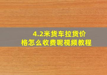 4.2米货车拉货价格怎么收费呢视频教程