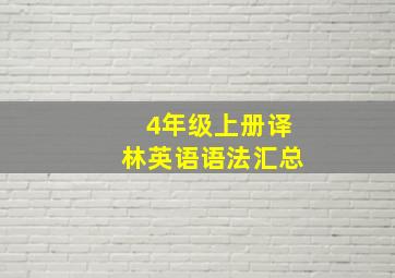 4年级上册译林英语语法汇总