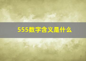 555数字含义是什么