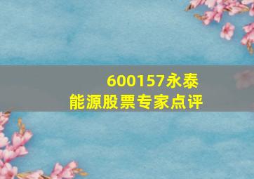 600157永泰能源股票专家点评