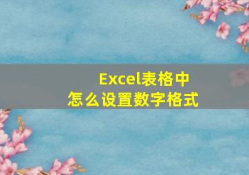 Excel表格中怎么设置数字格式