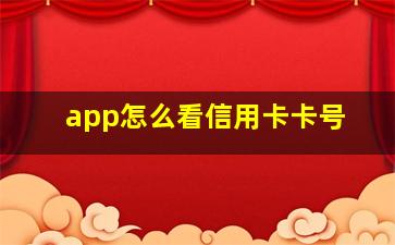 app怎么看信用卡卡号