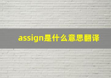 assign是什么意思翻译