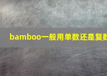 bamboo一般用单数还是复数