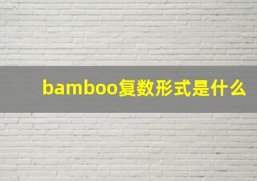 bamboo复数形式是什么