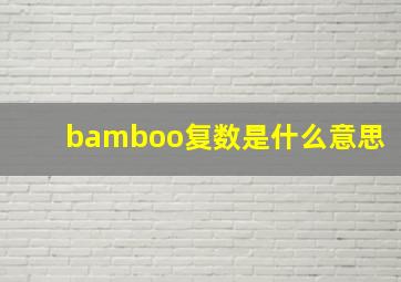 bamboo复数是什么意思