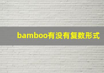 bamboo有没有复数形式