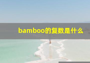 bamboo的复数是什么