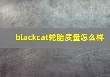 blackcat轮胎质量怎么样