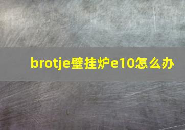 brotje壁挂炉e10怎么办