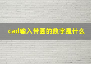 cad输入带圈的数字是什么