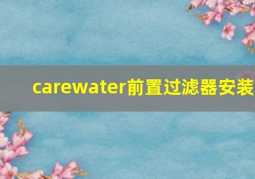 carewater前置过滤器安装