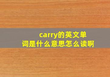 carry的英文单词是什么意思怎么读啊