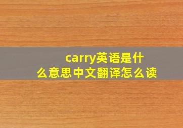 carry英语是什么意思中文翻译怎么读