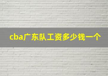 cba广东队工资多少钱一个