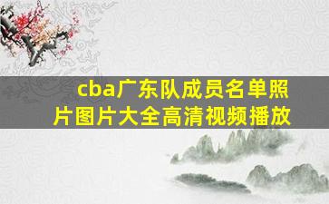 cba广东队成员名单照片图片大全高清视频播放