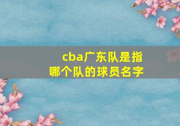 cba广东队是指哪个队的球员名字