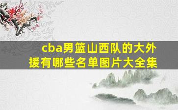 cba男篮山西队的大外援有哪些名单图片大全集