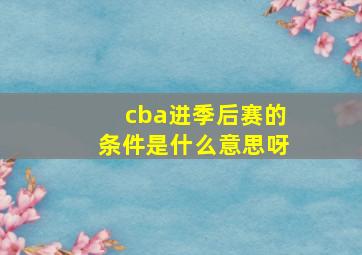 cba进季后赛的条件是什么意思呀