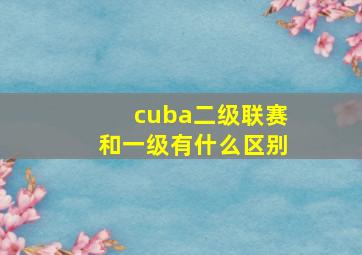 cuba二级联赛和一级有什么区别