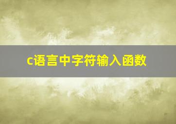 c语言中字符输入函数