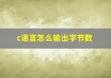 c语言怎么输出字节数