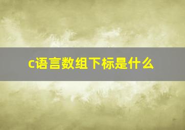 c语言数组下标是什么