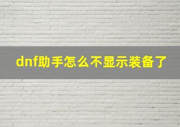 dnf助手怎么不显示装备了