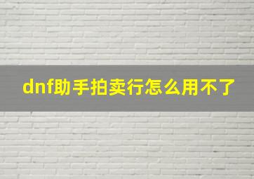 dnf助手拍卖行怎么用不了