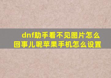 dnf助手看不见图片怎么回事儿呢苹果手机怎么设置