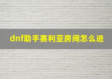 dnf助手赛利亚房间怎么进