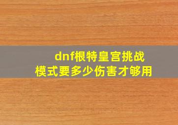 dnf根特皇宫挑战模式要多少伤害才够用