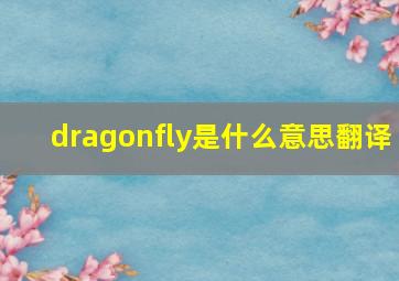 dragonfly是什么意思翻译