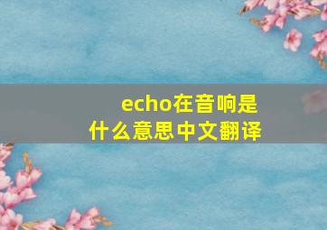 echo在音响是什么意思中文翻译