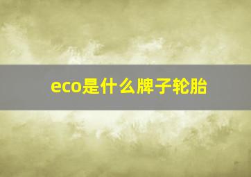 eco是什么牌子轮胎