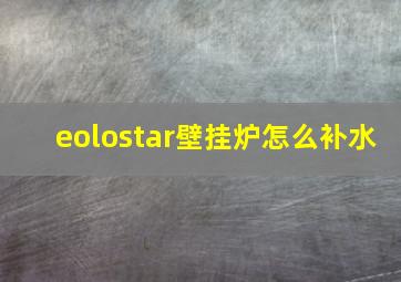 eolostar壁挂炉怎么补水