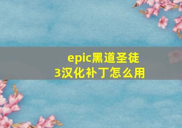 epic黑道圣徒3汉化补丁怎么用