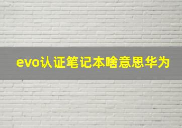 evo认证笔记本啥意思华为