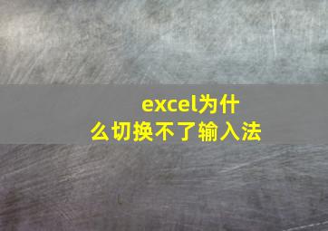 excel为什么切换不了输入法