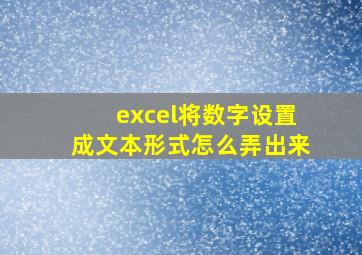 excel将数字设置成文本形式怎么弄出来